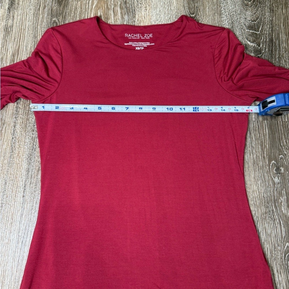 Rachel Zoe‎ Burgundy L/S Blouse Sz:XS Normcore Bodycon - Picture 4 of 5